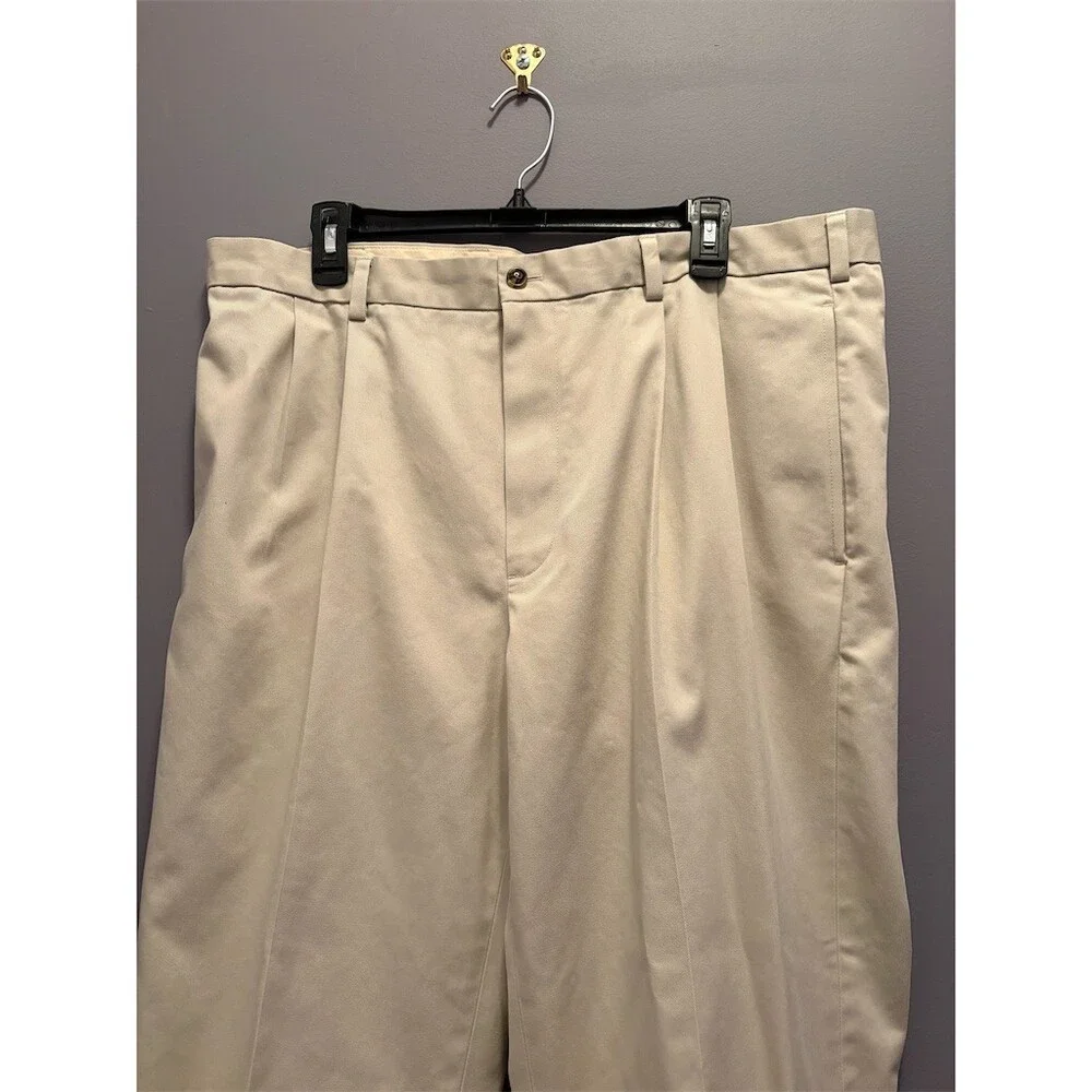 Brooks Brothers Dress Pants Mens 38x30 Beige Pleated Cuffed Straight Leg - Picture 2 of 9